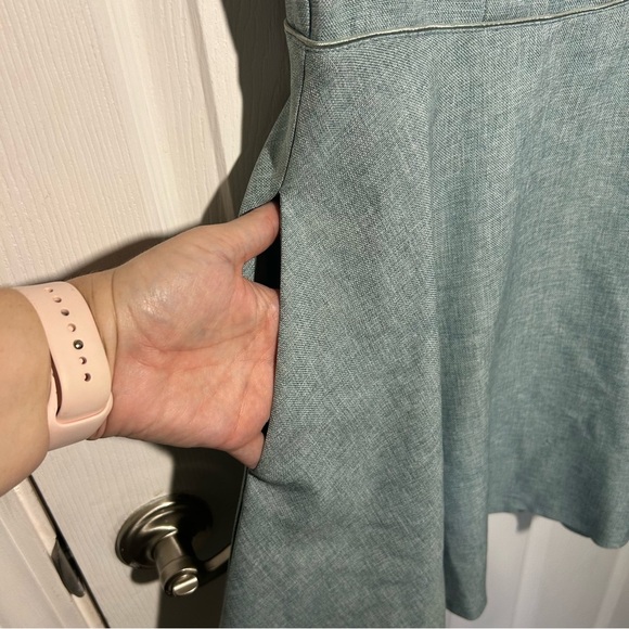 Lulu's Winsome Backless Skater Mini Dress Mint Blue Pockets Fit & Flare Medium - Picture 10 of 15
